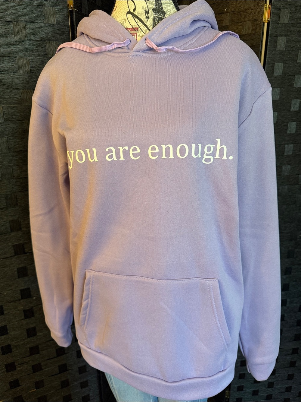 Never Worn - You Are Enough Lavender Hooded Sweatshirt - Women